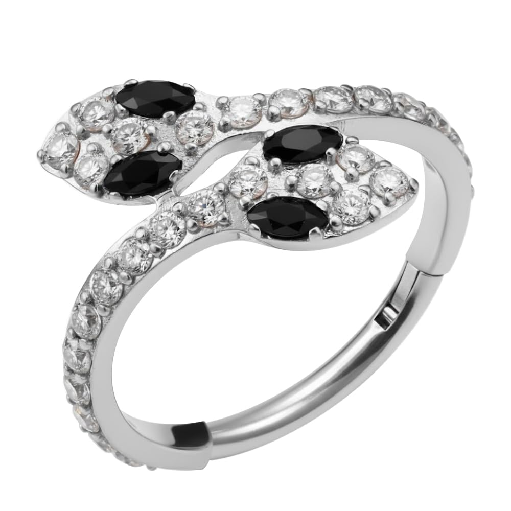 Twin Snake Cz Stone 316L acciaio chirurgico incernierato segmento clicker anello/cerchio cartilagine – Daith hoop/camera anello/helx anello – 16 Gauge Hoop