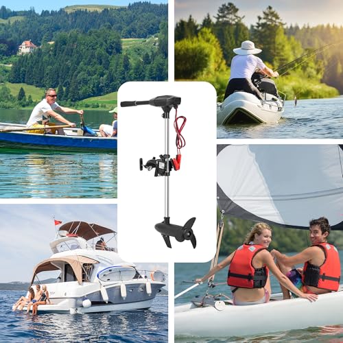 55lb Thrust Trolling Motor 8 Speed Electric Outboard Motor Kayak Motor with Adjustment 6-inch Extendable Handle, 30\'\' Shaft Length, LED Indicator, Transom Mounted for Kayak, Fishing Boat(Black) - Thumbnail 6