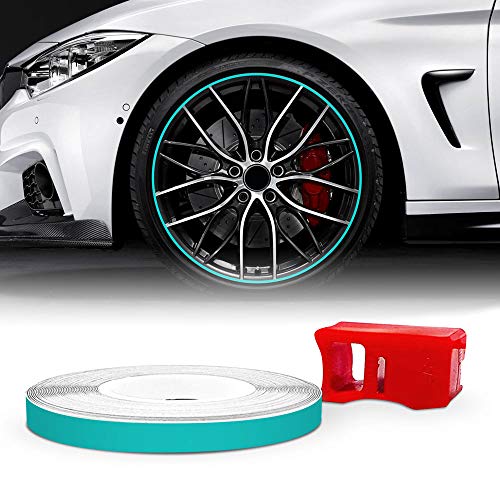 4R Quattroerre.it Racing Wheel Trim with Applicator Tool for Car Wheels, Petronas Green