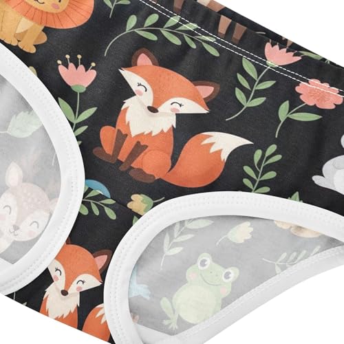 Cute Woodland Animals Lions Leaves Girl Panties Cute Girls Underwear Toddlers Cotton Bright Briefs Kids Undies 2t4