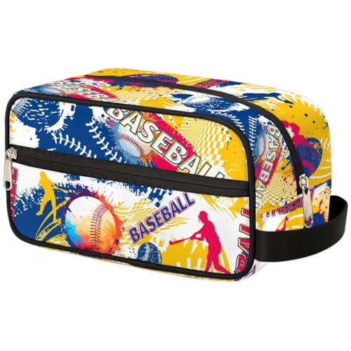 FZDXZJJ Travel Toiletry Bag for Women & Men,Waterproof Lightweight Makeup Cosmetic Bag Organizer with Handle & Zip Pockets Shaving Toiletries Bag for Gym,Beach - Baseball