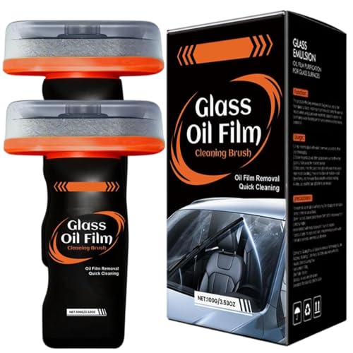 2 pezzi di detergente per vetri a mano per auto – 100 ml di olio per parabrezza e rimuovitore di impronte digitali per finestrini, specchi e superfici in vetro – Strumento di pulizia facile da usare