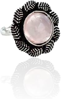 Rose Quartz Ring- 925 Sterling Silver Plated Ring- Rose Quartz Ring-Round Shape Cabochon Pink Gemstone Ring- Handmade Ring-A2C