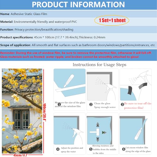 Película de privacidad para ventana flores 17.7"x39.4" miniatura 6