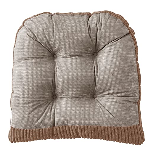 Sweet Home Collection Rocking Chair Cushion Premium Tufted Pads Non Skid Slip Backed Set Of Upper And Lower With Ties, 1 Count (Pack Of 1), Velvet Taupe #TOP3