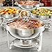 Warmounts Conjunto de buffet de prato de chafing 5QT, pacote com 4, pratos redondos para buffet com tampa de vidro e suporte de tampa, utensílios de servir, chafers de aço inoxidável para catering para jantar, festas, casamento, acampamento