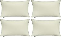 Vista 1 de Thmyo - Paquete de 4 fundas de almohada decorativas de 100 % algodón para lumbar, cómodas, sólidas, para Navidad/Halloween, fundas de cojín Blanco