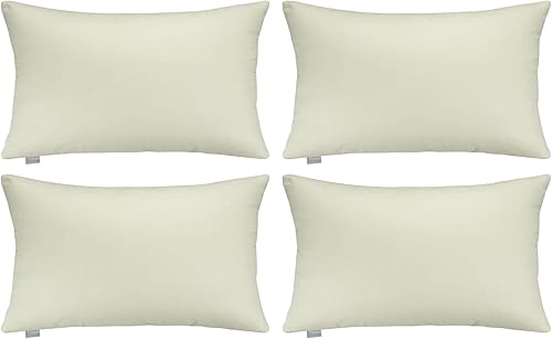 Thmyo - Paquete de 4 fundas de almohada decorativas de 100 % algodón para lumbar, cómodas, sólidas, para Navidad/Halloween, fundas de cojín Blanco