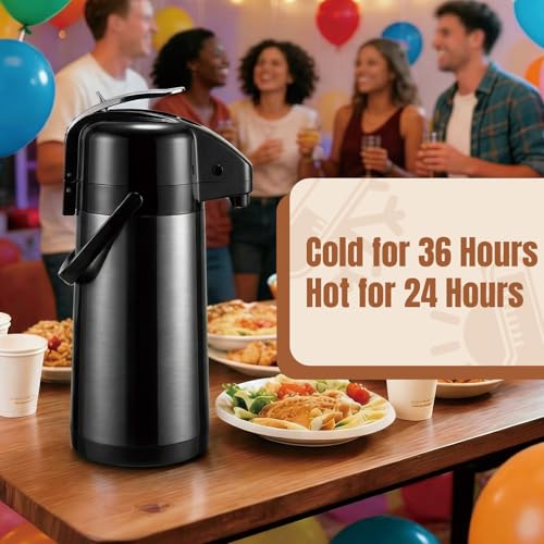 Image of Upgraded Airpot Coffee Carafe with Double Pump - 84oz /2.5L Coffee Carafe for Keeping Hot, Beverage Dispenser for Hot /Cold Beverage (1, Black)