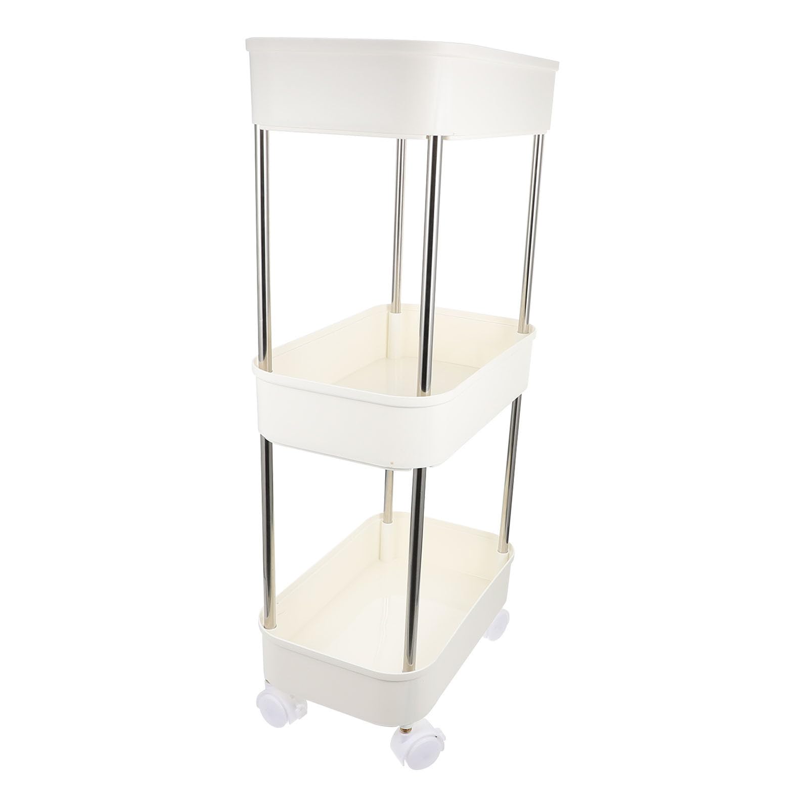 Carrello da Cucina a Tre Livelli, Bianco, Plastico, Mobile