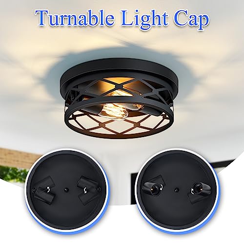 Image of SKEJAO Flush Mount Ceiling Light Fixture for Hallway,2-Light Black Hallway Light Fixtures Ceiling,Light Fixtures Ceiling Mount for Kitchen,Farmhouse,Hall (2 Pack)