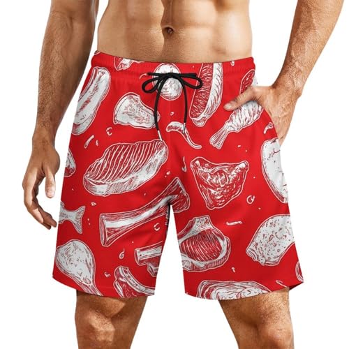 Different Beafs Men's Swim Trunks with Compression Liner Beach Shorts with Pockets Quick Dry