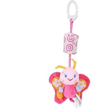 Amazon.com: Juguete de peluche para colgar en el carrito de bebé, cuna de bebé, juguete de peluche con campanas de mano, Rosado (Pink Butterfly): Baby