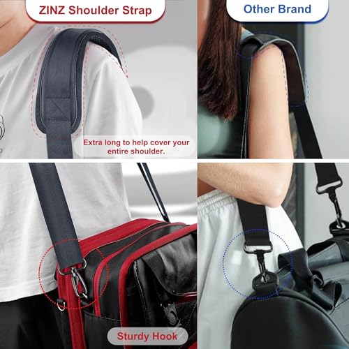 Image of ZINZ Shoulder Strap - 59 Inch Universal Heavy-duty Adjustable Strap with Ultra-thick Fixed Breathable Pad for Laptop, Gym, Camera Bag and More -Dark gray