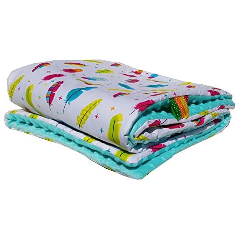 Feder Bunt Minz 50x75cm Minky Babydecke Kuscheldecke Krabbeldecke Decke Super weich und flauschig Handarbeit Cover