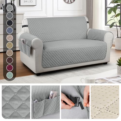 Image of TAOCOCO Sofa Covers 2 Seater,Settee Covers,Non Slip Sofa Covers,Sofa Slipcovers,Pet Couch Covers,Washable Sofa Protectors for Dogs(Pale Grey)