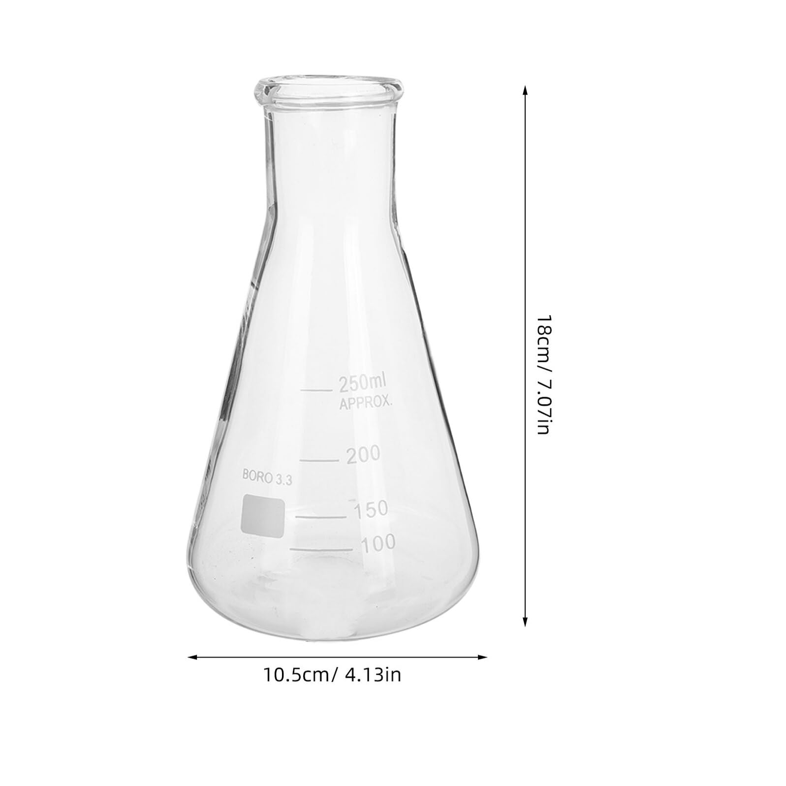 Erlenmeyer Base Triangular Juego de 5 Matraces de Vidrio de Borosilicato Resistente a Altas Temperaturas Capacidad 50 Ml a 1 L, Matraz Cónico Graduado para Laboratorio