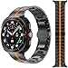 WINGLE Metal Band for Galaxy Watch Ultra Bands 47mm 2025/2024 Men Rugged Durable Armor Stainless Steel Samsung Galaxy Watch Ultra Band Classy Casual Business Bands Butterfly Folding Clasp Black/Orange