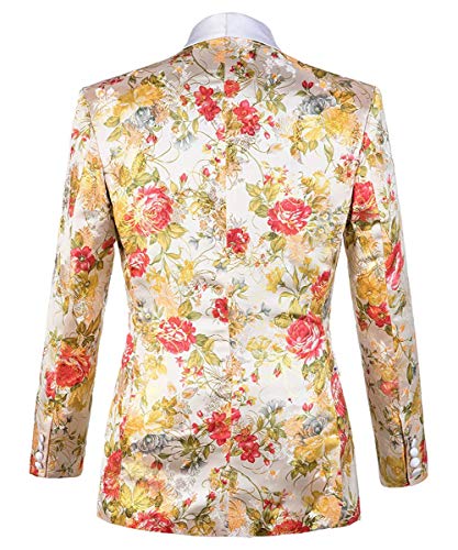 Wemaliyzd Men's 2 Piece Slim Fit Suit Shawl Lapel Floral Homecoming Party Blazer Pants2