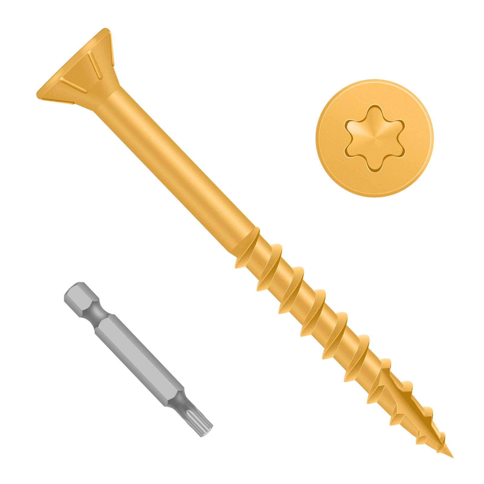 Wood Screws 2-1/2 Inch, Etauwe #10 x 2-1/2" Deck Screws, Epoxy Coated Outdoor Fence Screws, T-25 Drive Bit Included, 100 PCS