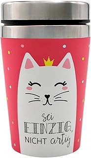 Dekohelden24 Kubek termiczny/kubek na wynos, kubek do kawy, kubek termiczny, kubek podróżny, kot, motyw: "Sei einzig, Nicht artig, Wymiary wys./: 13,5 x 8,4 cm, pojemność: 240 ml.