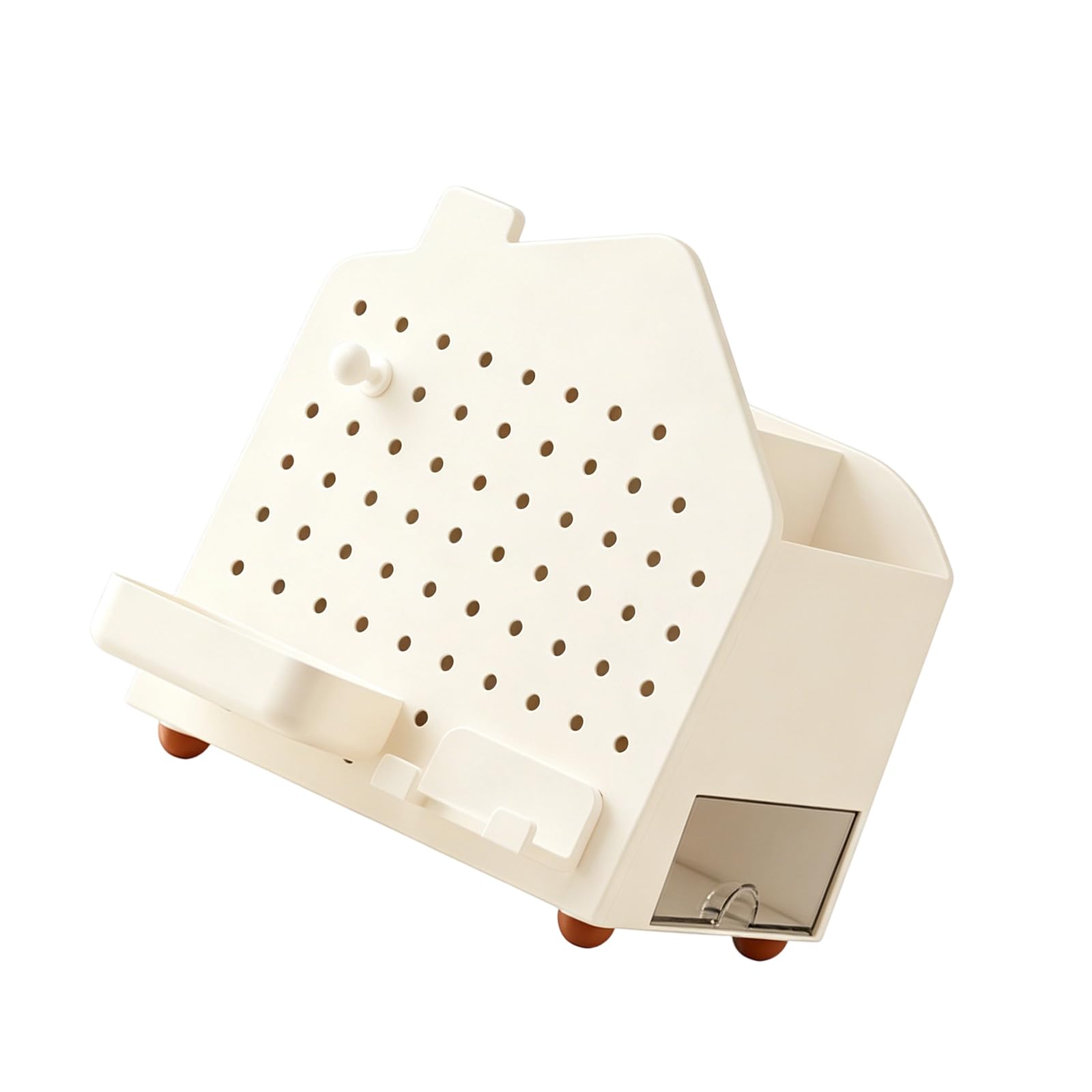 Limtula Lovely Pegboard Storage Rack Desk Organizers with, Desktop Box Tissue Box with Phone Stand Pencil Holder Rack