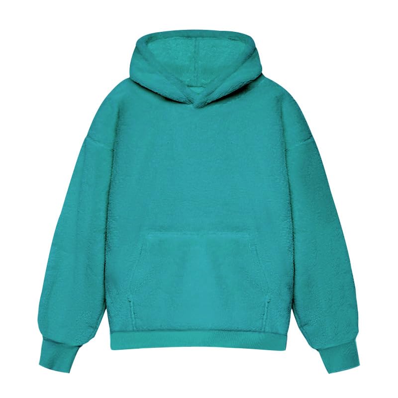 Men's Double Velvet Hoodies Pullover Sherpa Lined Hooded Sweatshirt Loose Fuzzy Sweater Thickened Warm Winter Hoodies2