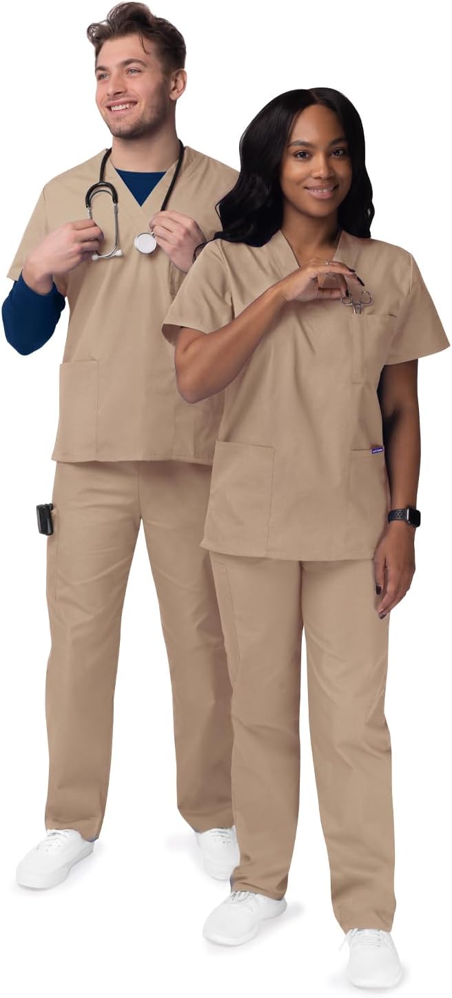Sivvan Durable Unisex Scrubs Set - Classic V-Neck Scrub Top & Drawstring Scrub Pants for Men & Women, 5 Pockets - Image 3