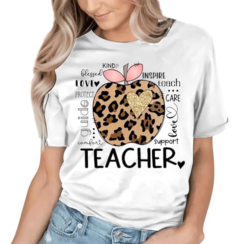Teacher Life T Shirt for Womens Teach Love Inspire Tshirts Inspirational Teacher Short Sleeve Tees2