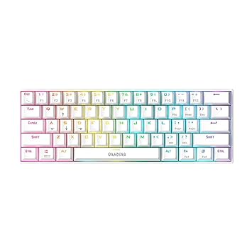 GAMDIAS Hermes USB-A E3 60% RGB Mechanical Gaming White Keyboard, 61 Keys Compact Mechanical Keyboard Red Switch with 16.8 Million Colour and N-Key Rollover and Anti-Ghosting Functionality