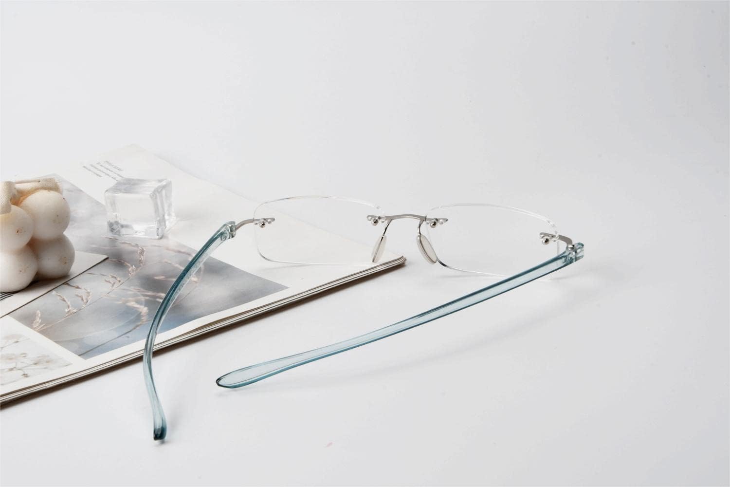 Eyekepper 6-Pack Mix Color Small Lenes Rimless Reading Glasses Women - Frameless Reader Eyeglasses for Men Reading +4.00