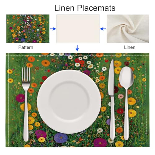 Set de table cuisine fleurs de prairie pour une décoration de table verte - 7
