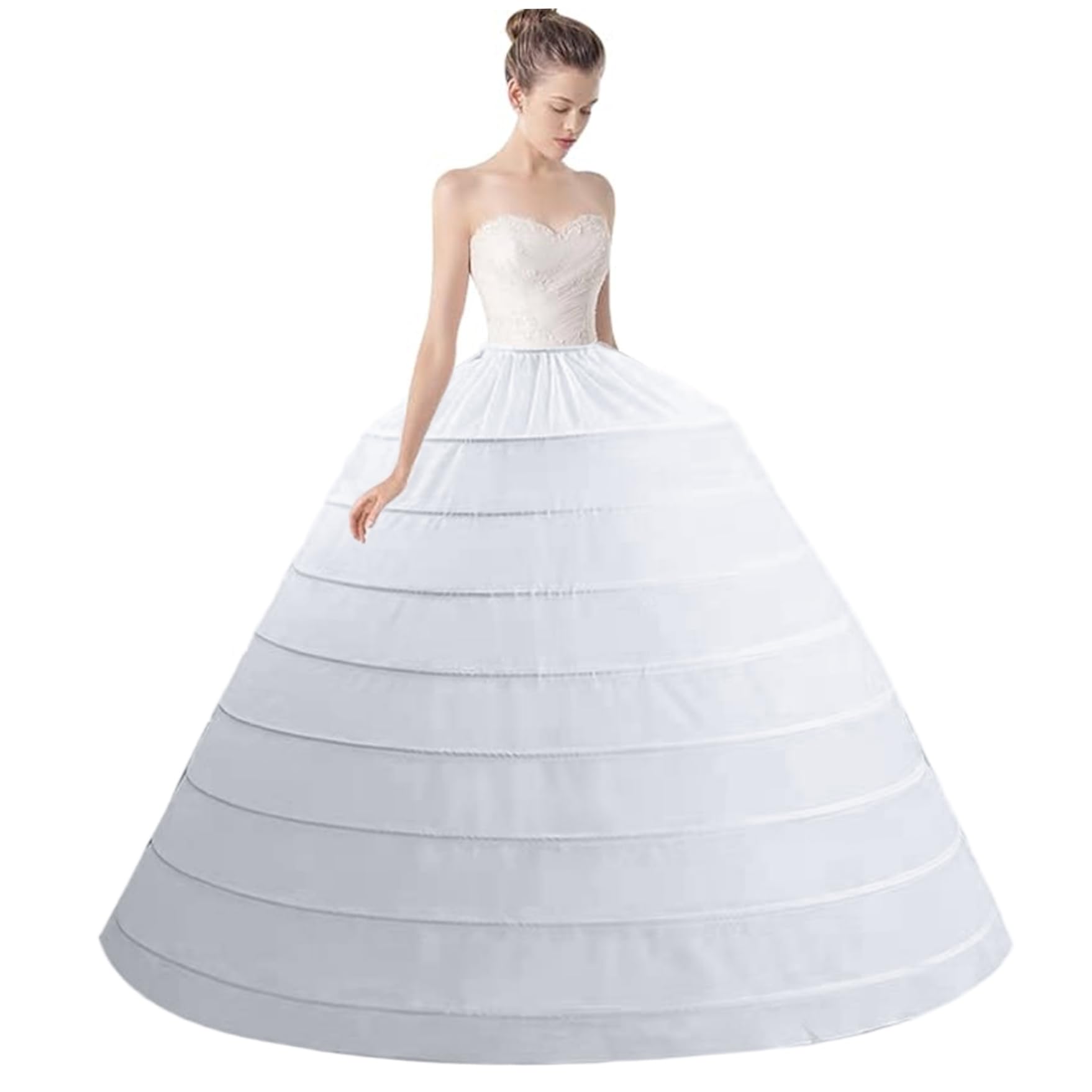 Azidweryq Unisex White Petticoats For Women Under Dress, 8 Hoops Petticoat Skirt, Adjustable Waistband Crinoline Underskirt For Wedding Ball Gown Ceremony Prom