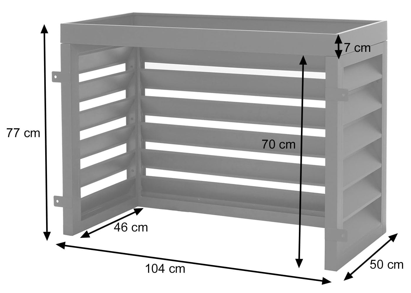 Mendler Verkleidung für Klimaanlage/Wärmetauscher HWC-O43 mit Pflanzkasten, Abdeckung, Metall 77x104x50cm - grau-weiß