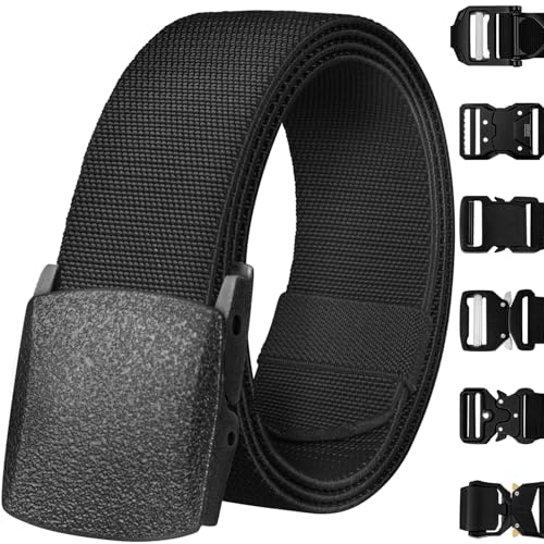 TECEUM Tactical Belt – Black B2 S – Heavy-Duty Military, Work, Hiking,Rigger, Utility, EDC Men’s Belts – Quick-Release – Nylon Web