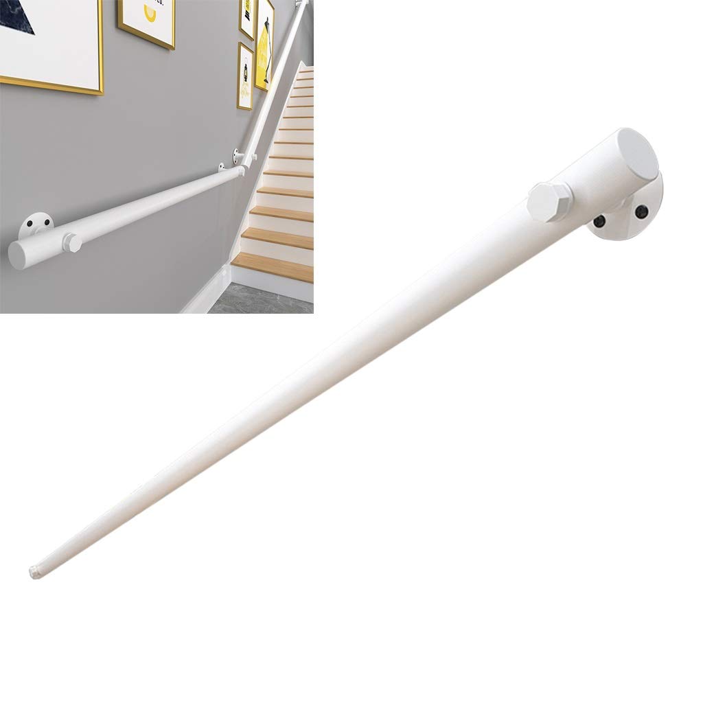 Wsporniki schodowe do użytku wewnątrz/na zewnątrz, zestaw wsparcia balustrady z litego drewna sosnowego, dla osób starszych, willi i loftu, 119 cm, białe akcesoria do schodów