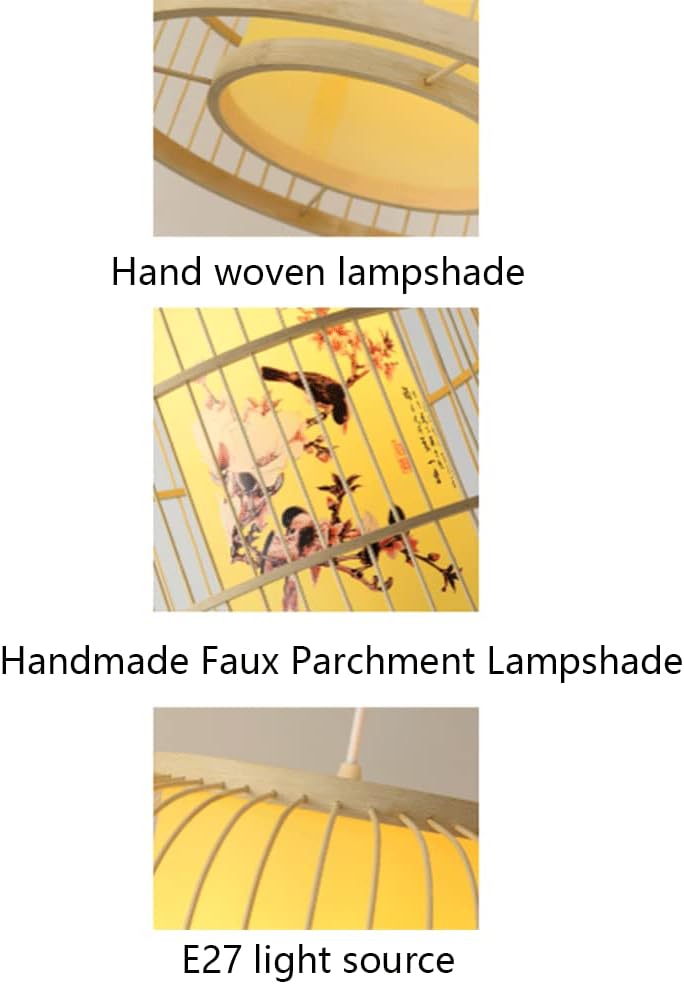Chandelier, Chandelier Bamboo Pendant Lamp Creative Personality Dining Room Ceiling Decoration Hanging Light Landscape Decoration Retro Scene Chandelier B&B Japanese Lantern Tea House Chandelier(B-40C
