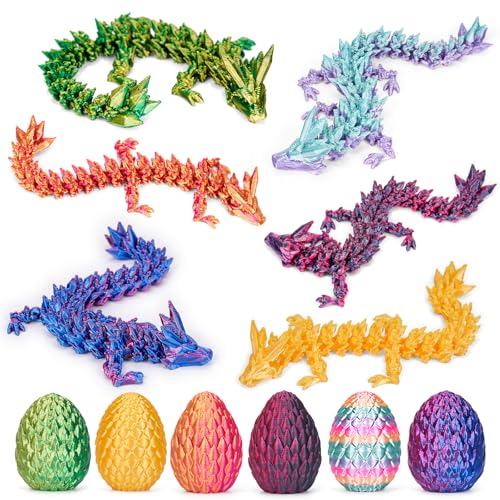 HIMS 6er Set 3D Gedrucktes Drachenei Geheimnisvolle Drachen Spielzeug, Überraschungs Drachenei mit Drache im Inneren, 3D Gedruckter Drache Easter Dracheneier