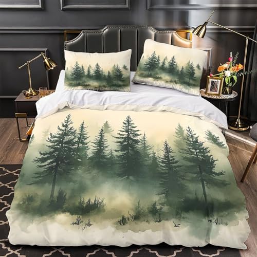 Parure de lit cerf 200x200 cm avec housse de couette en microfibre et fermeture éclair - 2