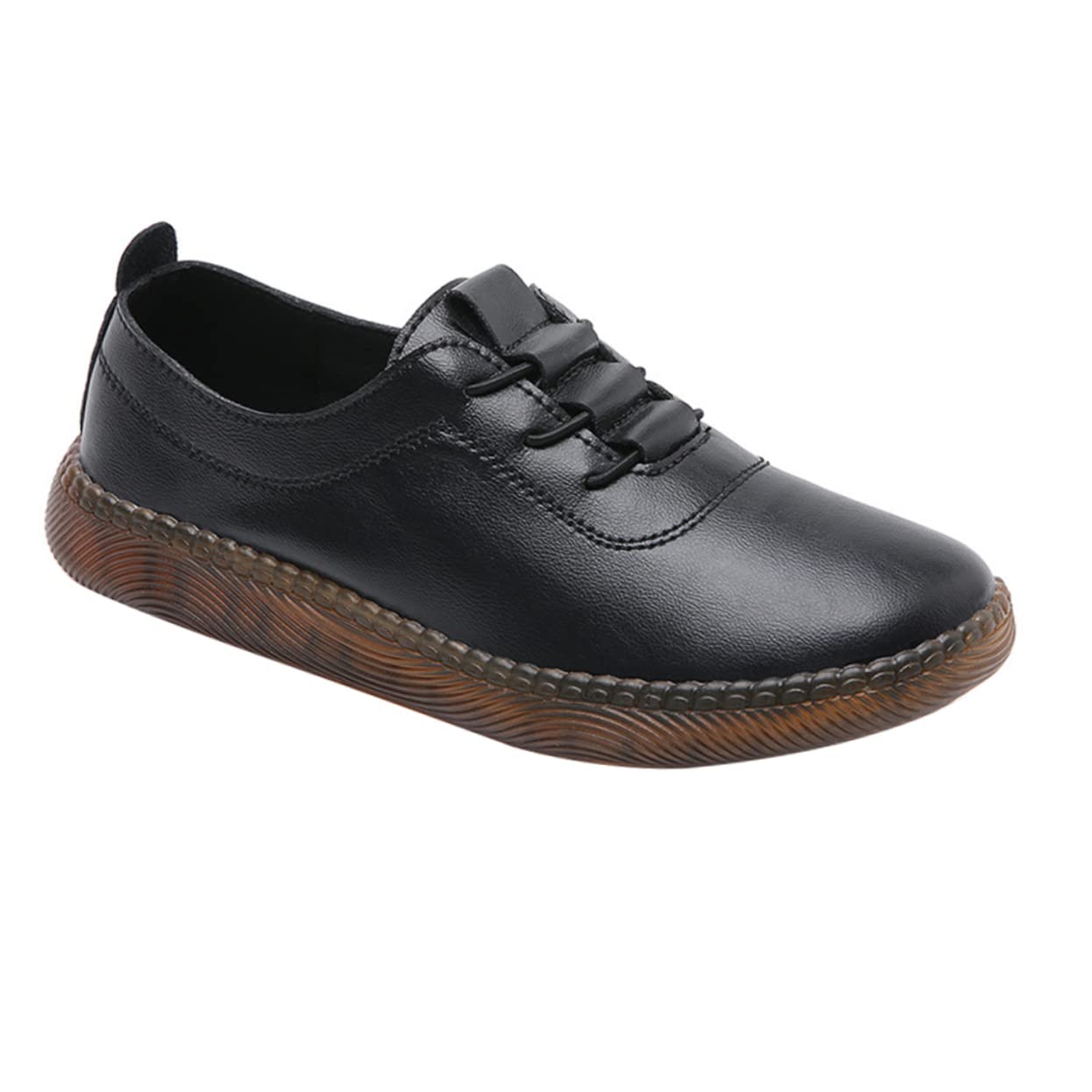SOIMISS Zapatos de Cuero Perezosos De Las Mujeres Vestido de Mujer Pisos Zapatillas Casuales Women illas os Casuales os de Cuero de : Caucho Black