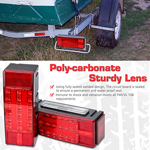 Image of LINKITOM New Submersible LED Trailer Light Kit, Super Bright Brake Stop Turn Tail License Lights for Camper Truck RV Boat Snowmobile Over 80 inch Inches