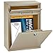 Mail Boss 7419 High Mounted Mailbox-Office Drop Comment Letter Deposit, Tan Secure Heavy Duty Vertical Wall Hanging Locked Steel Delivery Box