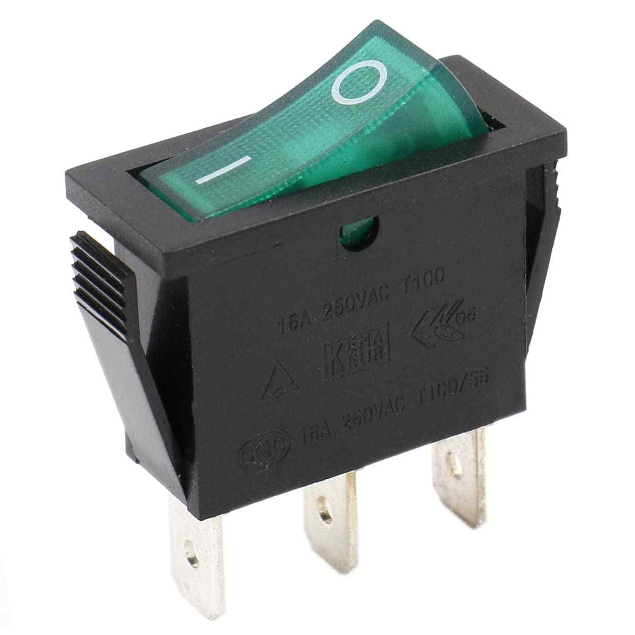 AUTOZOCO Interruptor basculante ON-OFF SPST 3 vias con led, 20 A, interruptor auxiliar luz, controlador eléctrico botonera, boton interruptor con luz led verde