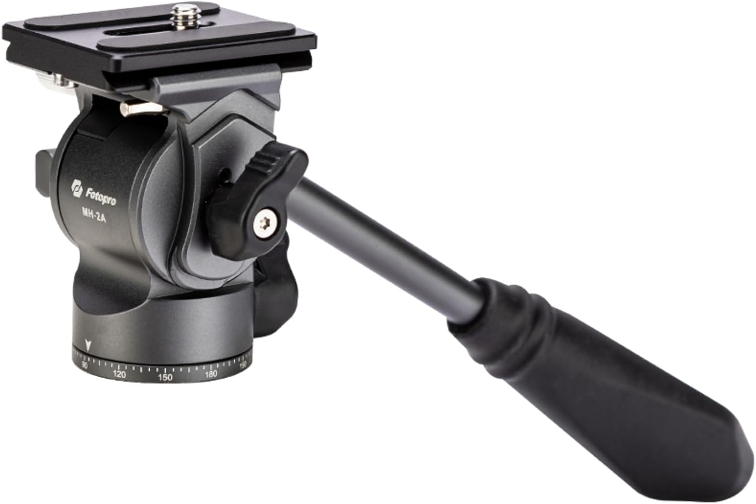 Fotopro Video Fluid Head Pan Tilt Head with Quick Release Plate and Adjustable Handle Max Load 6.61lbs 3kg for Compact Camcorders DSLR Camera Grey