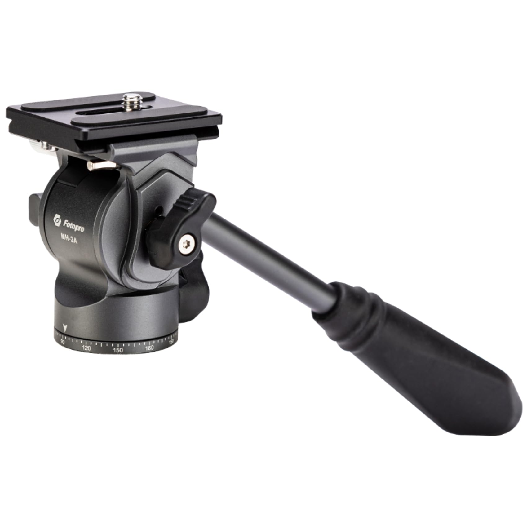 Fotopro Video Fluid Head Pan Tilt Head with Quick Release Plate and Adjustable Handle Max Load 6.61lbs 3kg for Compact Camcorders DSLR Camera Grey