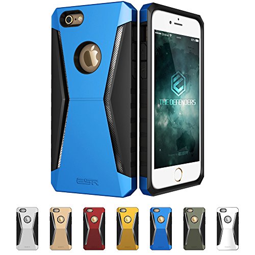 ESR iPhone 6s/6 Case, Three Layer Heavy Duty Shockproof Protective Case [Metal Design] [Matte Silicone Back + Thickened TPU Bumper] for iPhone 6s/6 4.7"-Racer (Racer Blue 2)
