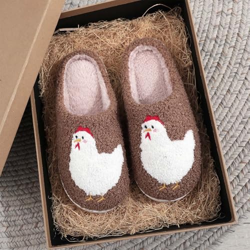 Image of Highland Cow Slippers for Women Plush Scottish Highland Cow Animal Slippers Warm Non Slip Home Indoor Slippers