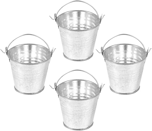 4 piezas Mini cubo de flores contenedor simple cubo de hierro cubo de metal creativo maceta de hierro arte flor flor decoración jardín cubo de