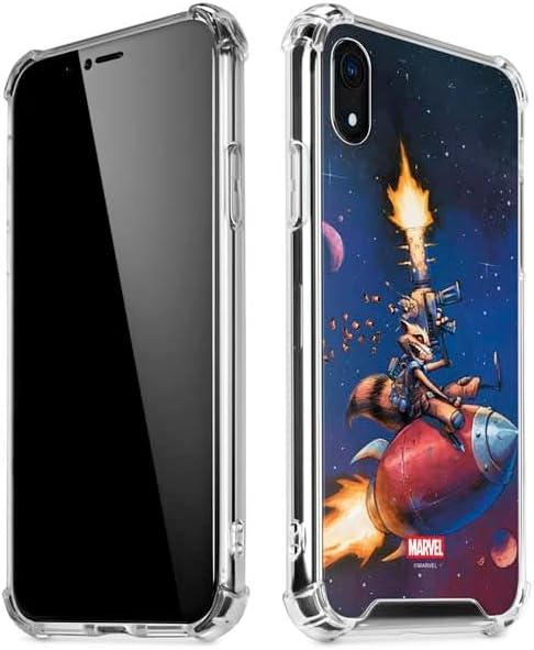 Skinit Clear Phone Case Compatible with iPhone XR - Officially Licensed Marvel Rocket Raccoon Rocket Ride Design
