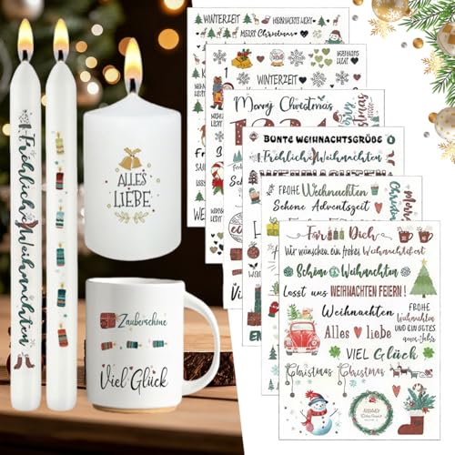 6 PCS Kerzentattoos Weihnachten, Kerzen Tattoo Wasserschiebefolie...